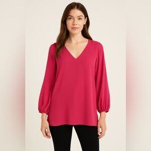 Elegant V-Neck Pink Blouse